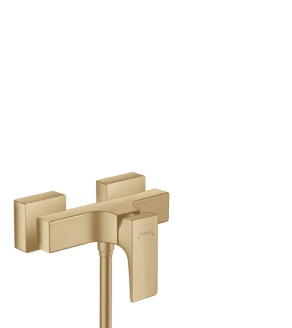 Aufputz-Brausemischer mit Hebelgriff in gebürstetem Bronze-Finish von Hansgrohe, rechteckige Form mit klaren Linien und zwei seitlichen Anschlussstücken.
